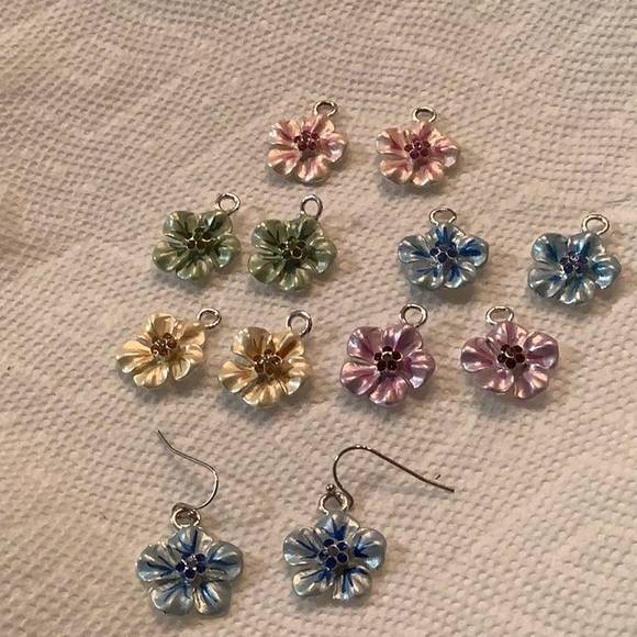 Silver tone different color replacement earrings - Picture 1 of 7